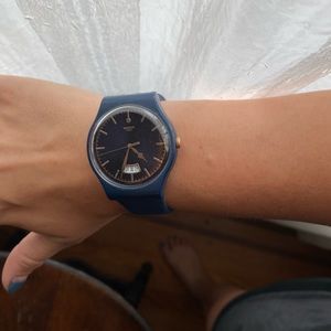 Blue swatch watch navy suede strap
